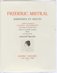 Frédéric Mistral: Memoirs and Stories: title page, bust of woman in profile