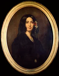 Portrait of George Sand (Aurore Dupin, Baronne Dudevant) (1804-1876) in 1832. Painting by Auguste Charpentier (1813-1880). Paris Musee Carnavalet
