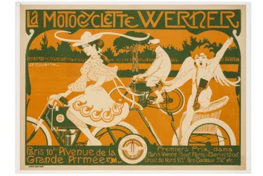 The Werner Motorcycle. Paris 10 Avenue de la Grande Armée. 1st Prize in Paris-Vienna 1500 km, Paris-Berlin 1200 km