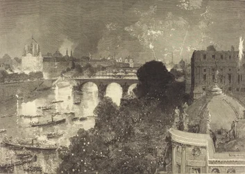 The 14th of July. Illumination of the Seine from the Pont Neuf to the Pont au Change, 1882.