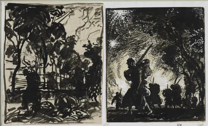 Night Scene, Patrol at the Edge of a Wood
