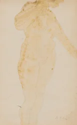 Standing Female Nude, Left Arm Extended
