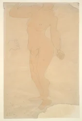 Standing Nude (head partially cut off by edge of paper)