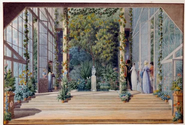A Visit to the Warm Greenhouse of the Château de Malmaison, 1823. Dimensions: 0.16 x 0.24 m. Malmaison, Musée du Château