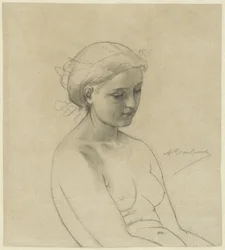 Seated Female Nude, Three-Quarter View to the Right, Half-Length