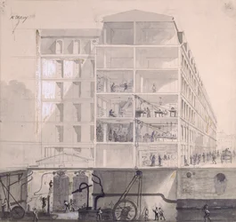 Cross-section of workers housing in the XIth Arrondissement in Paris