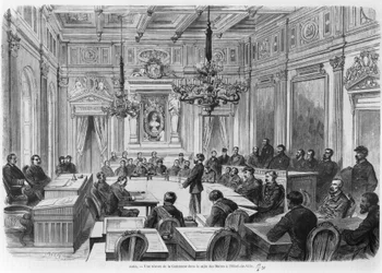 Members of the Commune in Session at the Hotel de Ville, Salle des Maires, Paris, 1871
