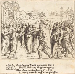 David is Welcomed after Killing Goliath, and Saul