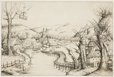 Landscape with a Curved Wooden Bridge