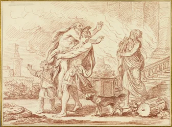 Aeneas Fleeing with Anchises from the Ruins of Troy