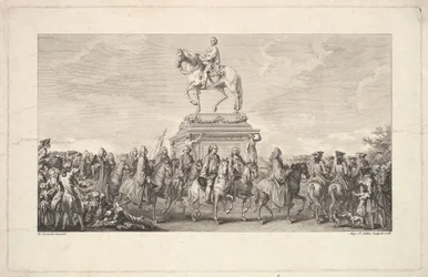 The Inauguration of the Statue of Louis XV, Vignette on page 1, from Description des Trava, 1766
