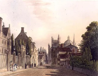 Exterior of Wadham Hall seen from the parks, illustration from the 