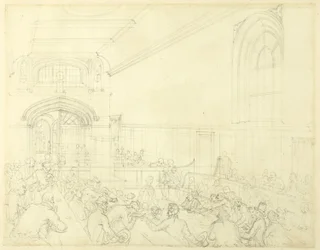 Study for Guild Hall, Examination of a Bankrupt Before His Creditors, from Microcosm of London