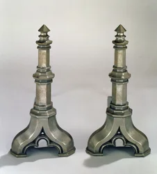 Pair of Gothic style Andirons, c.1836