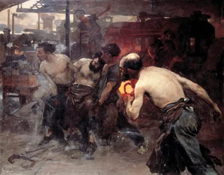 “Accident at work” - A worker in a factory is injured by one of the machines and transported by his colleagues