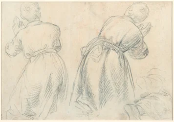 Seated Woman with Studies of Arms and Legs (recto); Studies of Kneeling Youths (verso)