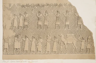 Detail (Captives and part of the Walled City, Kouyunjik), illustration from Monuments of Nineveh, 1858