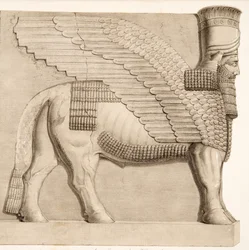 Human headed Bull and winged figure from a gateway in the wall surrounding Kouyunjik, from Monuments of Nineveh