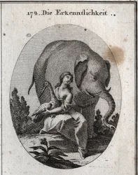 Allegory of Gratitude. Its Symbols Are the Stork Because She Renders to Her Father in Their Old Age the Same Service That She Received in Youth and the Elephant Because Very Grateful, He is Able to Expose His Life Intrepidly by Fighting for His Master