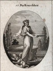 Allegory of Chastity Bearing a Cinnamon Crown, Symbol Among the Egyptians of Chastity, as Well as the Screen Filled with Water That She Holds and Which Refers to the Justification of a Vestal That Proved Her Chastity