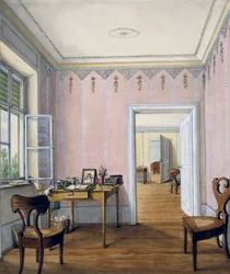 Biedermeier style interior, circa 1840, Austria
