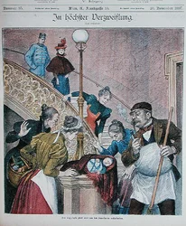 Cover of an Austrian Magazine Depicting a Baby Abandoned on a Staircase of a Block of Flats, 28th November 1897