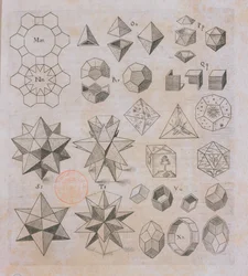 Geometric shapes, from Harmonices Mundi by Johannes Kepler (1571-1630) published in Linz, 1619