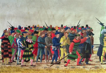 Halberdiers of Maximilian I guarding French prisoners