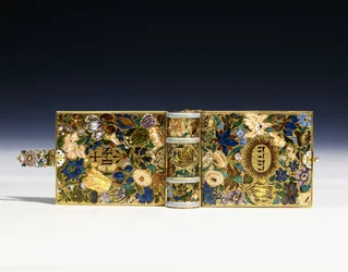 Image of a 17th century miniature manuscript in an enamelled gold binding, c.1640