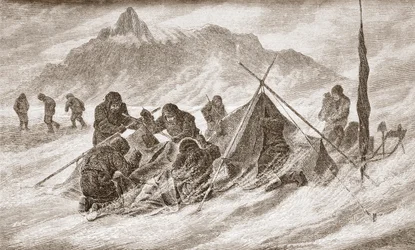 The tear is enlarged during a blizzard, 1876