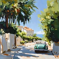 Green Car Coastal Drive