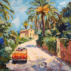 Red Car Coastal Drive