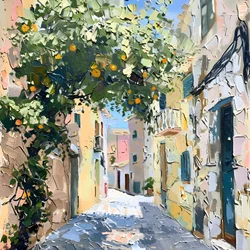 Sunny Orange Tree Street