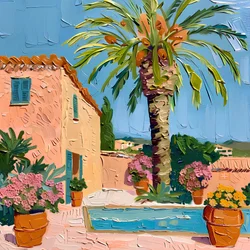 Vibrant Mediterranean Courtyard
