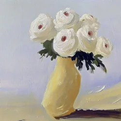 White Blooms Yellow Vase