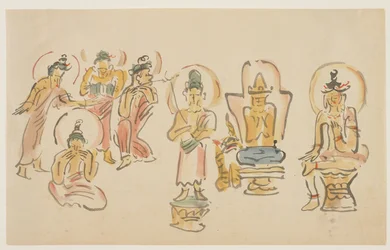Asakusa Kannon temple caricatures A, c. 1900