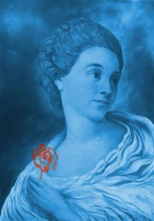 Blue Portrait Red Rose