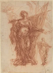 Female Saint Carrying a Banner