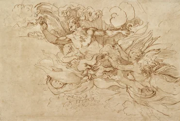 Jehovah in a Flaming Cloud, Attended by Angels, 16th century