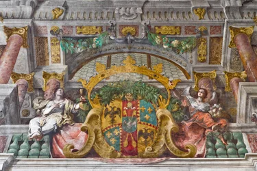 Detail with Cornice and Allegorical Figures of the Decoration, Church of St Francis, Sassuolo, Italy