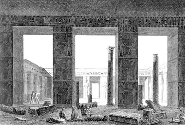 Interior View of the Peristyle of the Palace, Medynet-Abon, Thebes, Plate 14 from Vol II of 