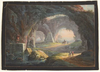 A Fantasy Landscape with Antique Ruins and Figures