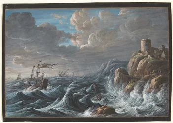 Seascape with a Rocky Coast and Ships in Distress