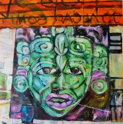 Green Abstract Face