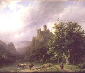A River Landscape with a Ruined Castle