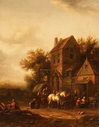 Two Horsemen at a Blacksmith
