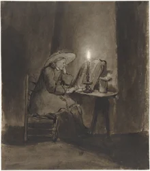 Boy Reading by Candlelight