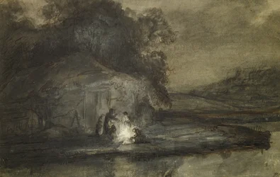 Nocturnal Landscape with a River and Shepherds