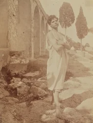 [Young man posed at Greek theater]