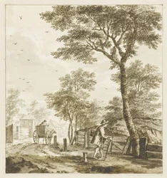 Landscape with Figures and a Horse and Wagon